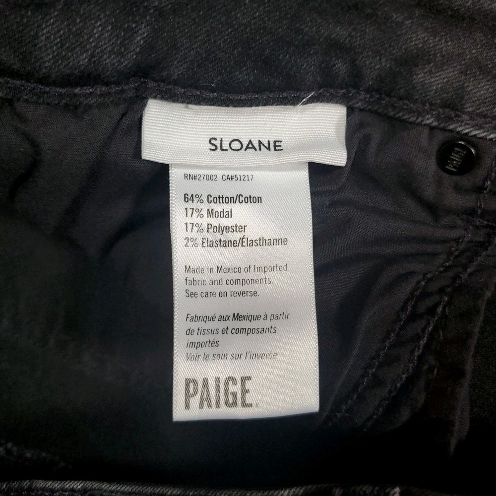 Paige Womens High Rise Coated Sloane Straight Leg Jeans Black Denim Size 33 - Picture 5 of 7